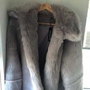 Collared Faux Fur Coat - Boohoo